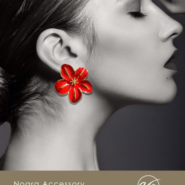 گوشواره گل قرمز 5 برگ