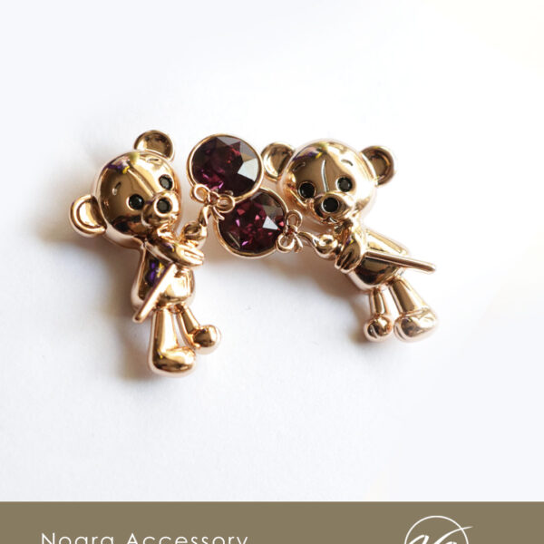 گوشواره خرس تدی طلایی نگین دار