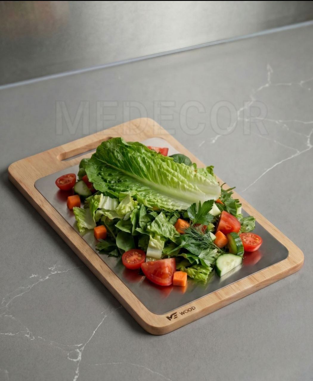 تخته گوشت استیل و چوب